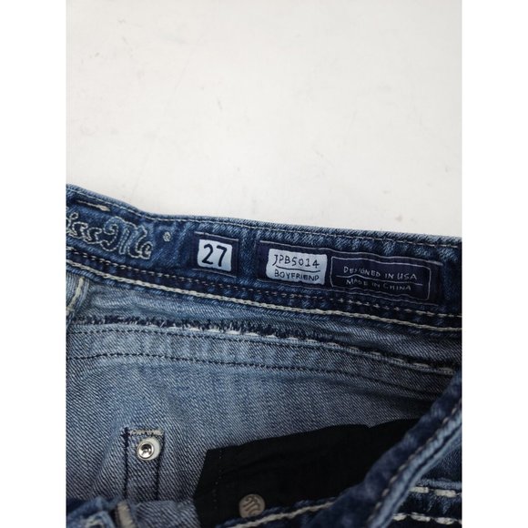 Miss Me Jeans Boyfriend 27 Jpb5014 Faded Blue Distressed Capri - Picture 8 of 8